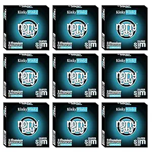 NOTTY BOY SuperSlim Plain Extra Thin Ultra Thin Condom For Men - 27 Count (Pack of 9)