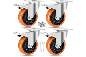 W B D WEIBIDA 100mm Ruote per Mobili Pesanti, Capacità 540kg Sposta Mobili con Ruote, Abbastanza Commovente e Durevole Ruotelle Pesanti con 4 Freno, per Mobili, Banchi da Lavoro e Industriali Set di 4