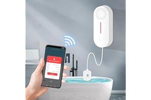 RISOON WiFi Water Leak Detector Alarm: Intelligent Water Sensor, 100 dB Low Water Level Sensor with Tuya APP Remote Monitoring, Wireless Tank Level Monitor for Basement, Kitchen, Bathroom (1PCS)