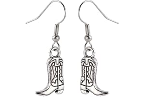 ONPERPOE Cowboy Boots Earrings for Women Boho Jewellery Gifts Creative Cowboy Metal Boot Earrings Retro Style Drop Dangle Cowgirl Silver Western Boots Earrings Fashionable Punk Unique Niche Design Sense