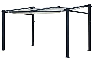 Happy Garden Pergola a Parete 3 × 4 m FRÉJUS Beige - Struttura in Alluminio