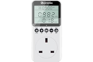 KETOTEK Power Meter Electricity Usage Monitor Plug for Home, Energy Monitor with LCD Display, KWH Watt Voltage Amps Power Consumption Meter, 2900W/13A Overload Protection