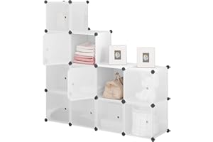 ‎WOLTU WOLTU Garderobenschrank DIY Kleiderschrank Schuhschrank Regalsystem Steckregal Aufbewahrung Lagerregal Bücherregal mit Tür, 11 Fächer, Kunststoff, Weiß
