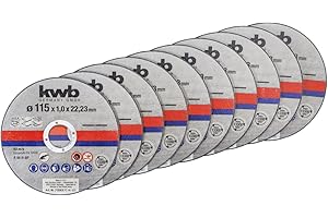 kwb 712021 Dischi da taglio smerigliatrice angolare sottile 115 mm Disco da taglio f. Acciaio inossidabile INOX in scatola di conservazione incl. tappo per le orecchie ABM. 115 x 1,0 x 22,23, Ø