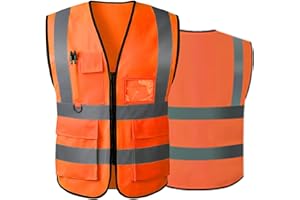 GRTLPOK Ciao Vis Gilet per donna uomo alta visibilità riflettente sicurezza gilet con tasche cerniera anteriore soddisfa gli standard ANSI/ISEA