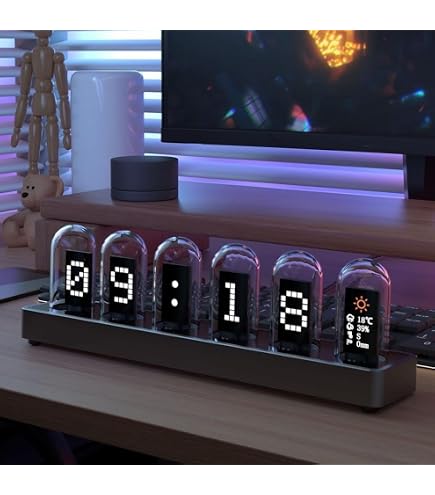 Horloge Tube Nixie IN-12 Rétro à 4 Chiffres - Décoration Chambre - Alimentation USB - Styles A (sans Tube) Ou B (avec Tube) - 11