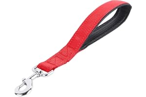 Lollanda Hundeleine, Kurzleine Hund 32cm, Gepolsterten Kurzführer, Kurzführer Hund, Trainingsleine für Große Mittlere, Schleppleine für Hunde (Rot)
