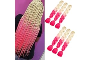 SHANGXIU 6Packs Trecce Estensioni Bionde a Rosa Ombre Intreccia Capelli 24 Pollici Sintetici Estensione Dei Capelli per Scatola Trecce Crochet Intreccia Capelli (Biondo a Rosa)