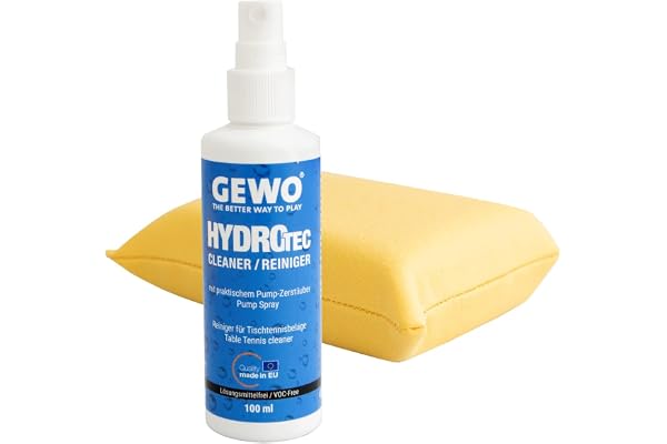 Gewo HydroTec bordtennis rengöringsset för beläggningar, greppspray med absorberande rengöringssvamp, lösningsmedelsfri bordt