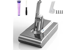 6,000Ah Buture V8 Ersatzakku,für Dyson SV10 Akku,21.6V Li-Ionen Batterie kompatibel mit Dyson V8 Animal V8 Absolute V8 Fluffy kabelloser Handstaubsauger mit Ersatzfilter