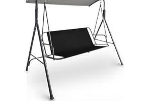 Coverify Ersatz-Schaukelsitzbezug, strapazierfähiges 600D-Oxford-Gewebe, Gartenschaukel, Stuhlbezug für den Außenbereich, universelle Passform für 3-Sitzer-Schaukelstuhl, 138x48x48cm, Schwarz