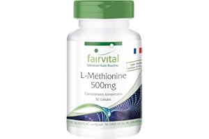 Fairvital | L-Méthionine 500mg - HAUTEMENT DOSÉ - VEGAN - 90 Gélules - Acide Aminé