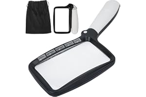 LXYANW Loupe de Lecture Rectangulaire, Loupe Grossissante avec 5 Lumières à LED, 2 Gradations et Grossissement 3X, Loupe de Lecture pour Malvoyant, Journaux, Livres, Petits Caractères