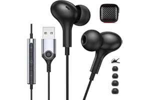 ACANDYA Auriculares USB, Cascos USB con microfono y Control de Volumen, Sonido Estéreo Claro, Auriculares Gaming para Negocios/Oficina/Zoom/Skype Chat/Juegos/PS4/PS5/Chromebook/Mac/PC, Negro