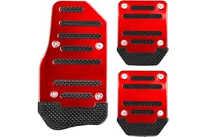 WBZOWRB Cubiertas de Pedales de Coche, Cubiertas de Pedales de Coche Antideslizantes, Almohadillas de Pedal de Coche de Metal para Frenos, Embrague y Aceleración (Rojo), 3 Piezas
