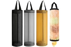GXGM 3 Piezas Organizador Bolsas Plástico, Dispensador Bolsas de Plástico, para Bolsas de Basura Colgantes, Bolsa de Almacenamiento Colgante de Malla con Gancho para el Hogar y la Cocina (con 3 Ganchos)