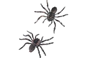 Lanfly 2pcs Plastic Spiders Figures, Realistic Scary Spider,Joke Presents Fake Spiders Scary Simulation Animal Model Prank Spider Toy for Kids Game Halloween Party Garden Home Decoration