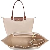 LOUKAYCCI Longchamp Le Pliage L el &ccedil;antası i&ccedil;in ke&ccedil;e c&uuml;zdan d&uuml;zenleyici eklenti (b&uuml;y&uuml;k, bej)