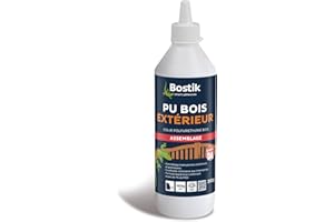 Bostik Colle PU Bois Extérieur – Colle Bois Polyuréthane Liquide – Colle Bois D4 Extérieur et Intérieur – Blanc après Séchage – Biberon de 250gr