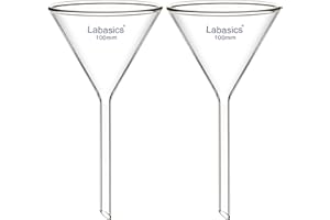 Labasics 2-Pack Glass Heavy Wall Funnel Borosilicate Glass Funnel, Short Stem 100 mm Diameter, 100 mm Stem Length