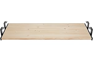 FIX&EASY Guide scorrevoli con ripiano 600X400mm cassetto abete rosso pino legno massiccio, binario scorrevole con blocco nero 400mm, estraibili supporto tastiera mouse laptop sotto scrivania tavolo pc