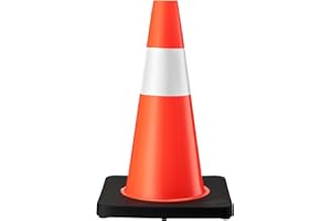 Wiltec Verkehrskegel 45 cm hoch, Leitkegel zum Absichern, Pylon reflektierend, Warnkegel aus robustem PVC und Gummi für Baustellen