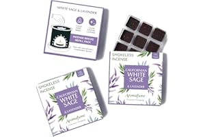 White Sage & Lavender Incense bricks (3 x 9 Bricks each) by Aromafume - Salvia Apiana & Lavender Extracts. Deepens Relaxation, Grounding, and Protection. Low Smoke, Non Toxic | Refill Pack