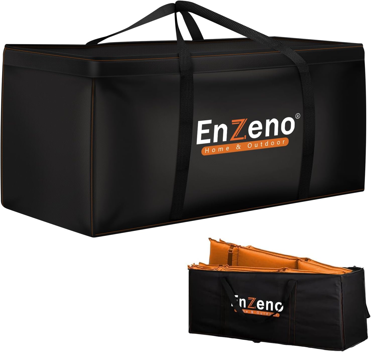 Enzeno Garden Furniture Cushion Storage Bag, 420D Oxford Fabric, Anti-UV Christmas Tree Storage Bag with Carry Handle and Zipper (175x75x55cm), Black