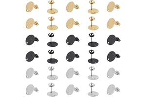 ‎UNICRAFTALE UNICRAFTALE 30 Stück 3 Farben Flache Runde Ohrstecker Die Schmuckherstellung Edelstahl Ohrstecker Mit Ohrring Verschlüssen Strukturierte Ohrstecker Mit Loch Für Die Herstellung von DIY Ohrringen
