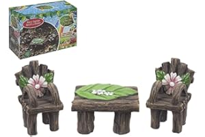 PMS Enchanting Multicolor Secret Fairy Garden Bench & Chairs Set - (Pack of 3) - Artisan Crafted & Magical Outdoor Decor - Perfect for Fairy Lovers & Dreamy Gardens