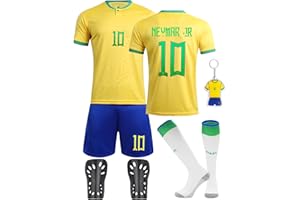 Heartsking Maglia da Calcio per Bambini Numero 7 Numero10 Completo Calcio Abbigliamento da Allenamento per Il Calcio Camicia Pantaloncini Calzini Parastinchi e Portachiavi Regali per bambini e bambine