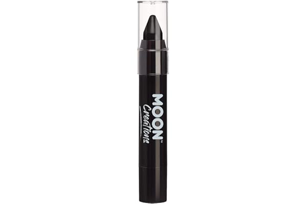 Moon Creations Crayons pour le corps en bâton de peinture pour le visage | résistante à la sueur et à l’eau | Sans cruauté | Pour enfants, adultes, festival, Halloween, noir, 3,5 g