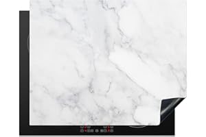 KitchenYeah© Cubre Vitrocerámica - Protector Vitroceramica Induccion 65x52 cm - Tapa Vitroceramica - Protector de Vitroceramica Mármol - Blanco - Gris - Lujo - Aspecto mármol - Piedra