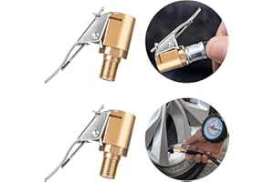 cobee Mandrin pneumatique avec Clip Adaptateur, 2 Jeux de gonfleur de Pneu avec connecteur barbelé pour réparation de Tuyau Valve de mandrin à air à débit Ouvert 1/4" sans Fuite Adaptateur (A)