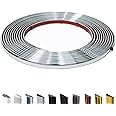 JSIWOTH Peel and Stick Trim, Shiny Silver D-Shape Flexible and Self Adhesive Trim, 8M Waterproof Molding Trim for Walls, Edges & Borders, Window Frames, Backsplash