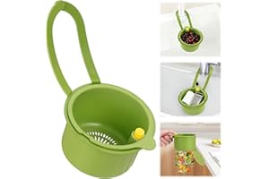 Acsatont Sieb für SpüLbecken, Waschbecken Sieb Mit Druckknopf Zum AufhäNgen, Snap-Button Abnehmbare Silikon Siebkorb für Spülbecken Verstopfungsschutz Küche Abfluss Spüle(Grün)