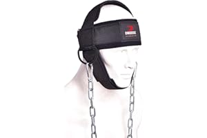 DMoose Harnais de tête de Cou pour la Formation de résistance Anneaux en D Extra-Lourds et chaîne en Acier, néoprène Comfort Fit, Coutures supérieures en Selle et Sangle Extensible Durable