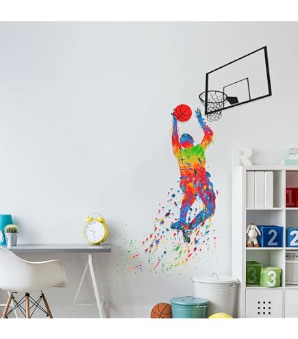 Bluelover 40X90Cm Gioca Pallacanestro Adesivi Murali Removibili Sport Pallacanestro Stickers Casa Il Ragazzo Autoadesivo della Stanza della Decorazione della Parete