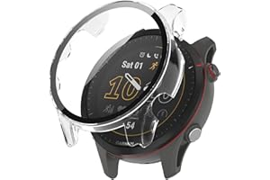 SeNool Etui kompatybilne z Garmin Forerunner 955, twarde etui z poliwęglanu z folią ochronną [twardość 9H, odporne na zarysowania], etui ochronne do Garmin Forerunner 955 - przezroczyste