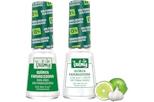VALMY Pack Endurecedor de Uñas Frágiles: Química Endurecedora y Química Endurecedora con Ajo y Limon, Libre de Formaldehído, Tratamiento Blanqueador y Fortalecedor, 14 ml c/u (2 unidades)