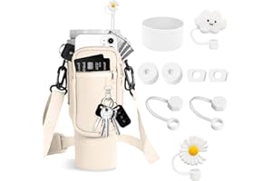 TCRZHHRX Accesorios para Stanley Cup, Bolsa para Stanley Cup, Accesorios Stanley Cup con Bandolera Ajustable, Straw Accessories for Stanley Cup, para Stanley Cup 40oz(Beige)