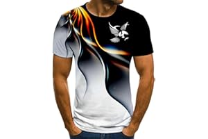 WEITING Mode Sommer T-Shirt Herren 3D Eagle Print Herren T-Shirt Atmungsaktiv Street Style Bedrucktes T-Shirt Herren Übergröße 6XL-ET0B22251LQ-XL