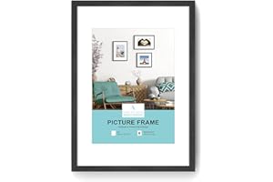 ATOBART A4 Zertifikat Bilderrahmen,Schwarzer Holz Fotorahmen mit Passepartout für A5 Druck,Posterrahmen mit Plexi-glass für Wandmontage Display,21x30 cm,Set von 1