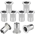 KASTWAVE M6 Nut, 50 Pcs M6 Stainless Steel Rivet Nut, Flat Head Threaded Insert Nutsert Rivnuts, Fastener Rivet Nut Assortment Kit with Internal Threads (Sliver)