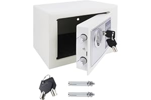 HONI Electronic Safe, 4.6L Digital Security Safe Box with Keypad and Emergency Override Key, Wall And Floor Fixings, Fireproof WallSafes CashBoxes for Home Office Hotel, 23x17x17cm, White