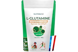 NUTRI & CO L-Glutamine en poudre Bio-fermentée Qualité Kyowa® - Végétale & 100% pure, 5000mg - Acide Aminé Musculation & Récupération - 150g Goût Neutre - Vegan - Fabriqué en France