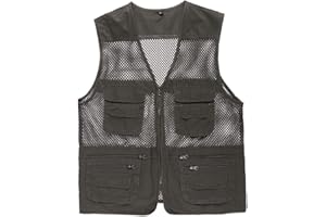 DAOBA Chaleco de Pesca Multibolsillo De Pesca Piezas Chaqueta Malla Transpirable Chaleco al Aire Libre Hombres