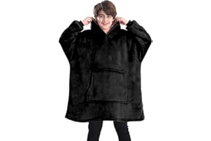 Lushforest Blanket Hoodie for Kids, Oversized Blanket Hoodie for Girls Boys, Wearable Blanket Hoodie Sweatshirt, Super Soft Sherpa Fleece Dressing Gown Throw Hooded Rob with Pocket