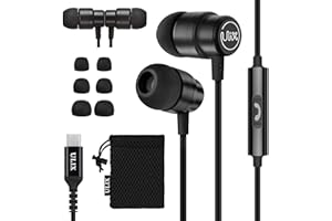 UliX Rider słuchawki USB C, iPhone 15 Pro Max Plus Galaxy S23 Ultra S22 S21 FE S20 A53 A54, USB typu C słuchawki douszne z mikrofonem, z kablem do iPada Pro 2022, iPad Air