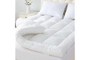 GENERIC Hotel Quality Extra Thick Mattress Topper 4 Inches / 10cm Full Bounce Back With Elasticated Corner Straps Quilted Mattress Toppers Single Small Double King Super King Bed Size (Double)